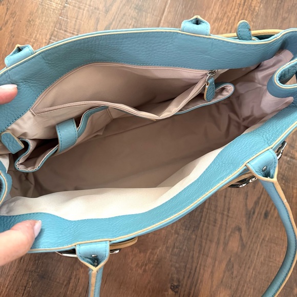 COLE HAAN teal blue textured leather purse, NWOT - Picture 10 of 16